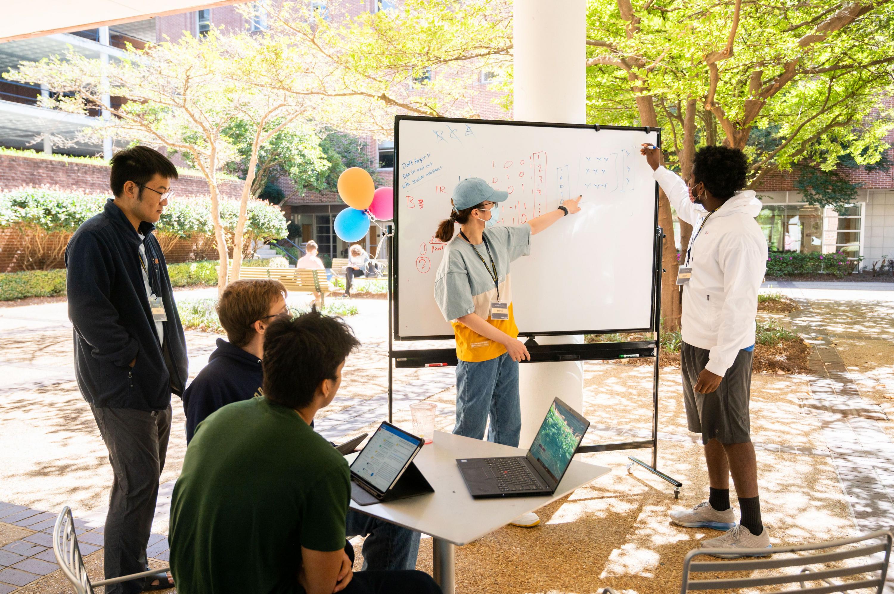 With the new outdoor Math Lab, students can now work in collaboration with teaching assistants and each other to reach solutions.